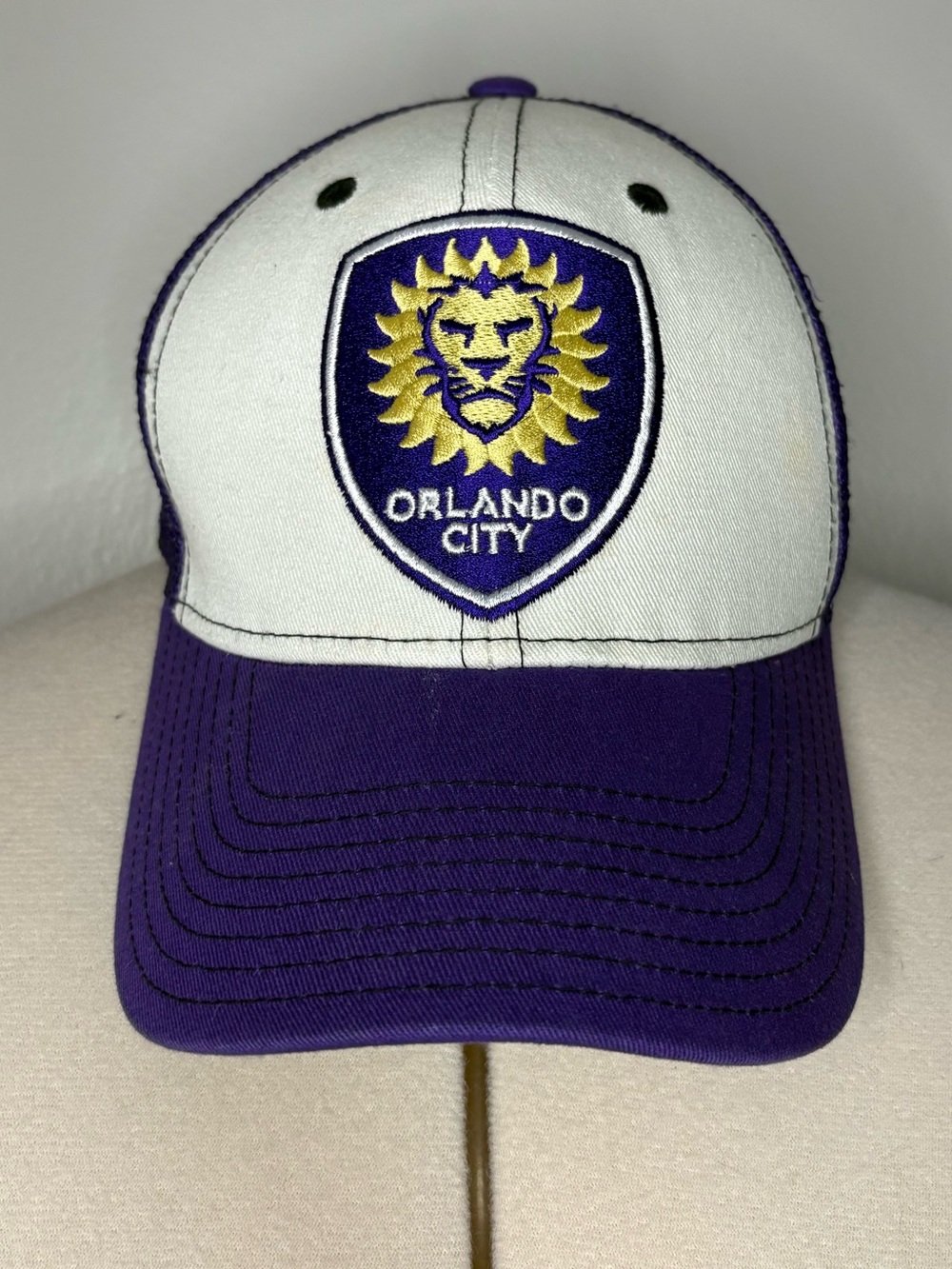 Orlando City Lion Crest Baseball Cap - White & Purple